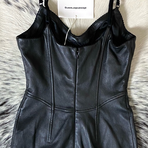 ALEXANDER WANG STRETCH LEATHER BUSTIER “LITTLE BLACK DRESS”, SZ 4 BLACK - Picture 14 of 16